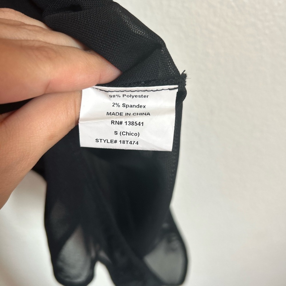Chic Black Sheer Bodysuit with Gold Details - Picture 3 of 5